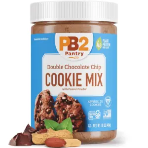PB2 Pantry Double Chocolate Chip Cookie Mix | 16oz Jar | Certified Vegan | Gluten Free | Non-GMO | 4g Plant Protein Per Cookie