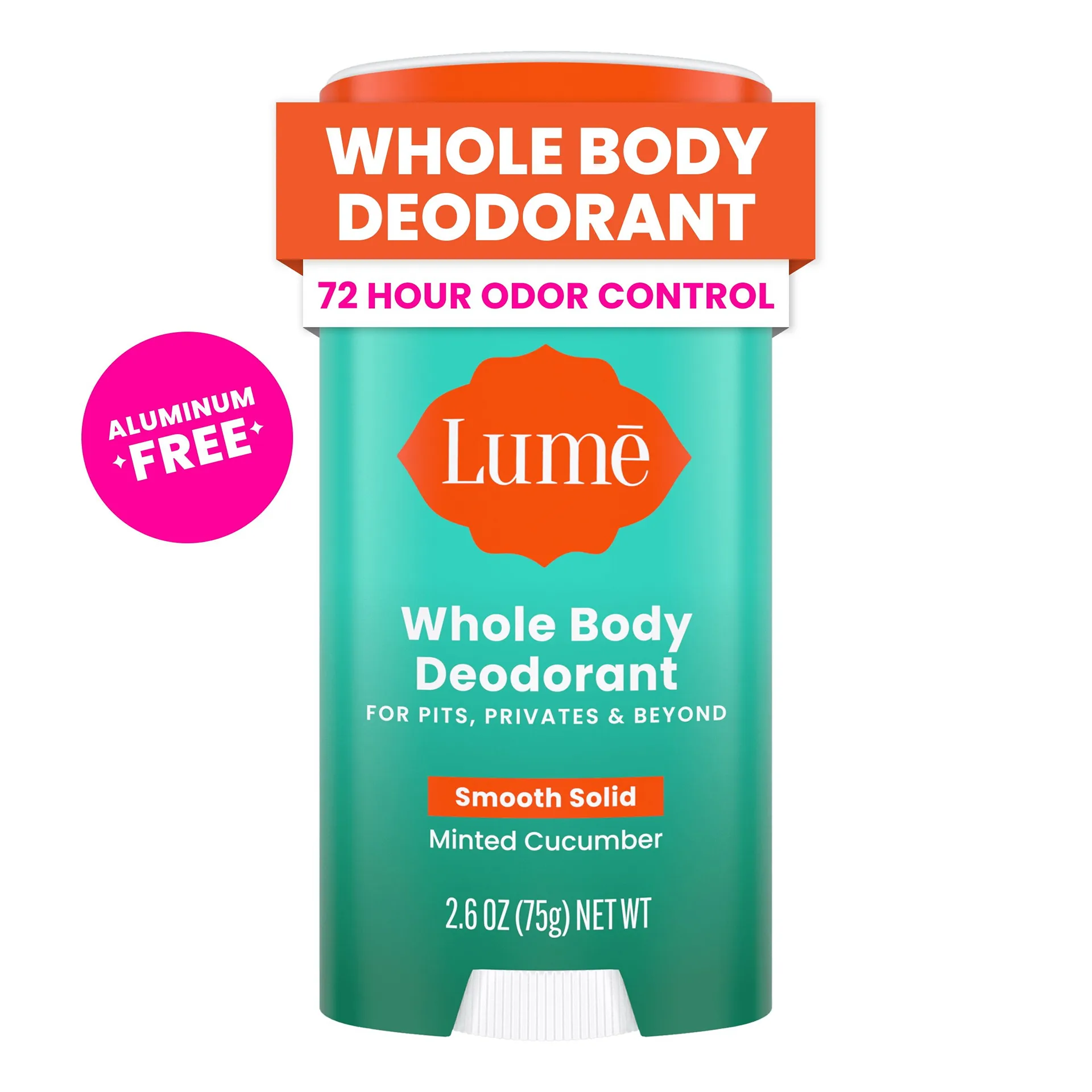 Lume Whole Body Women’s Deodorant | Smooth Solid Stick | Aluminum Free | Minted Cucumber | 2.6oz