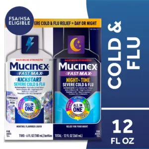 Mucinex Fast-Max Kickstart Severe Cold and Flu and Nighttime Severe Cold and Flu Liquid Medicine | 2x6 fl Ounce