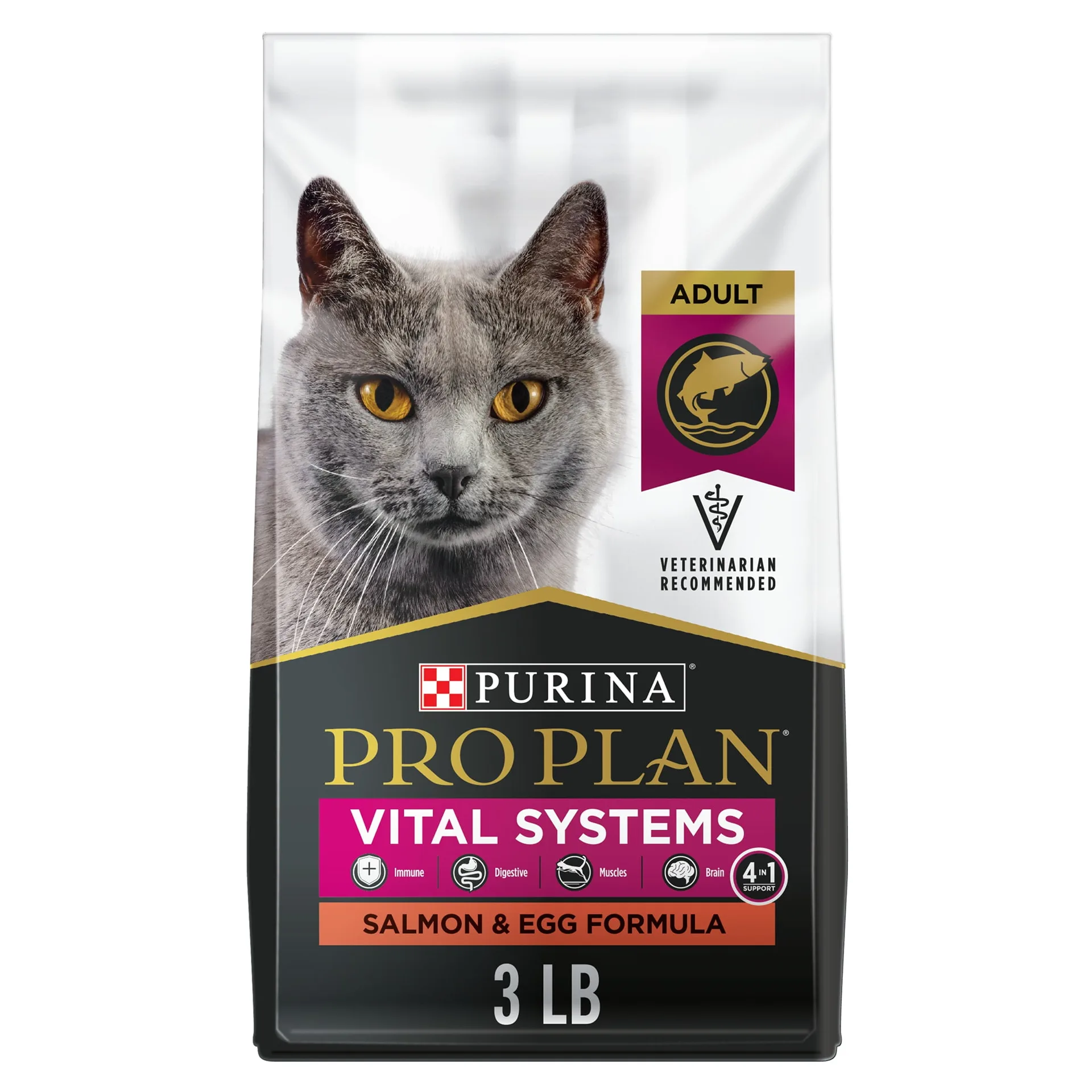 Purina Pro Plan Vital Systems Chicken & Egg Formula Dry Kitten Food 4-Inch-1 Immune | Muscles | Kidney & Brain