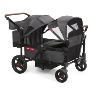 Voya Quad Stroller Wagon by Radio Flyer | 4-Seat for Kids Ages 6 Months+ | Gray