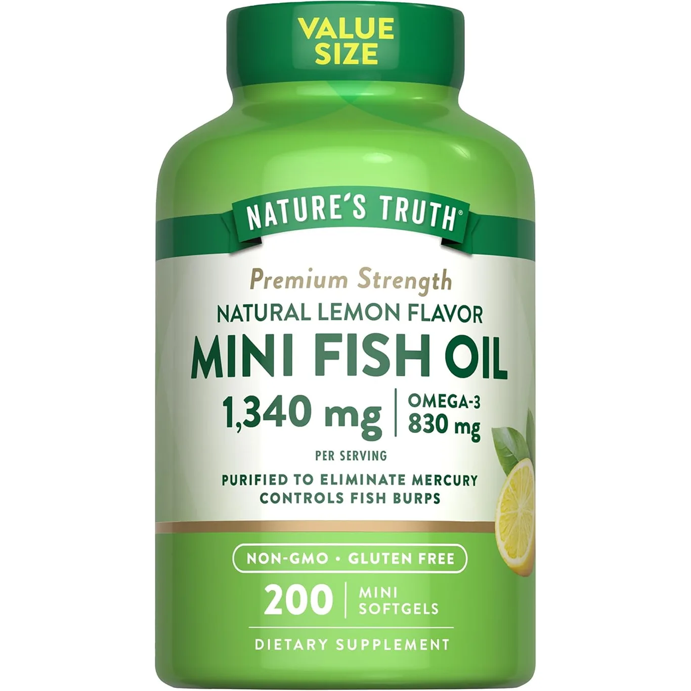 Odorless Fish Oil 2000mg | 110 Softgels | Omega 3 | Burpless Supplement | by Nature's Truth