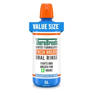 TheraBreath Fresh Breath Mouthwash | Icy Mint | Alcohol-Free Mouthwash for Adults | 1 Liter