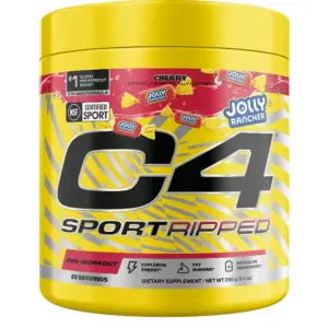 C4 Sport Ripped Pre-Workout Powder | Jolly Rancher Cherry | 20 Servings | Cherry Jolly Rancher