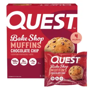 Quest Bake Shop Protein Muffins | Chocolate Chip Flavor | 10g Protein | 4 Count