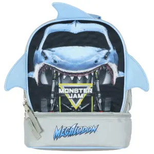 Monster Jam Lunchbox Megalodon 3D Fins Dual Compartment Insulated Cooler Bag (Premium Edition)