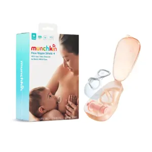 Munchkin Flow Nipple Shield+ Starter Kit with See-Thru Channel to Watch Milk Flow when Breastfeeding | 20mm | 20 Millimeters