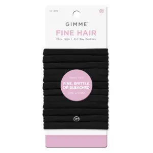Gimme Beauty Seamless Hair Ties for Fine Hair | Ponytail Holder | Black | 12 Count