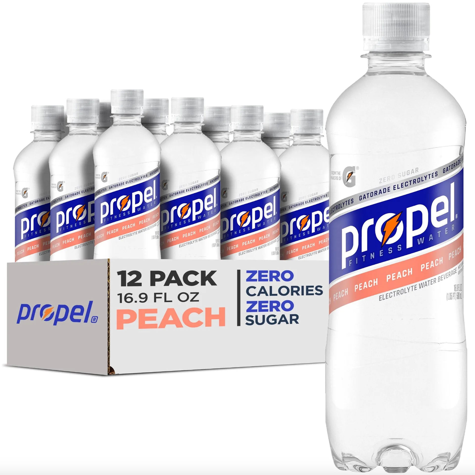 Propel Electrolyte Drinking Water | Peach | 16.9 fl Ounce | 12 Count