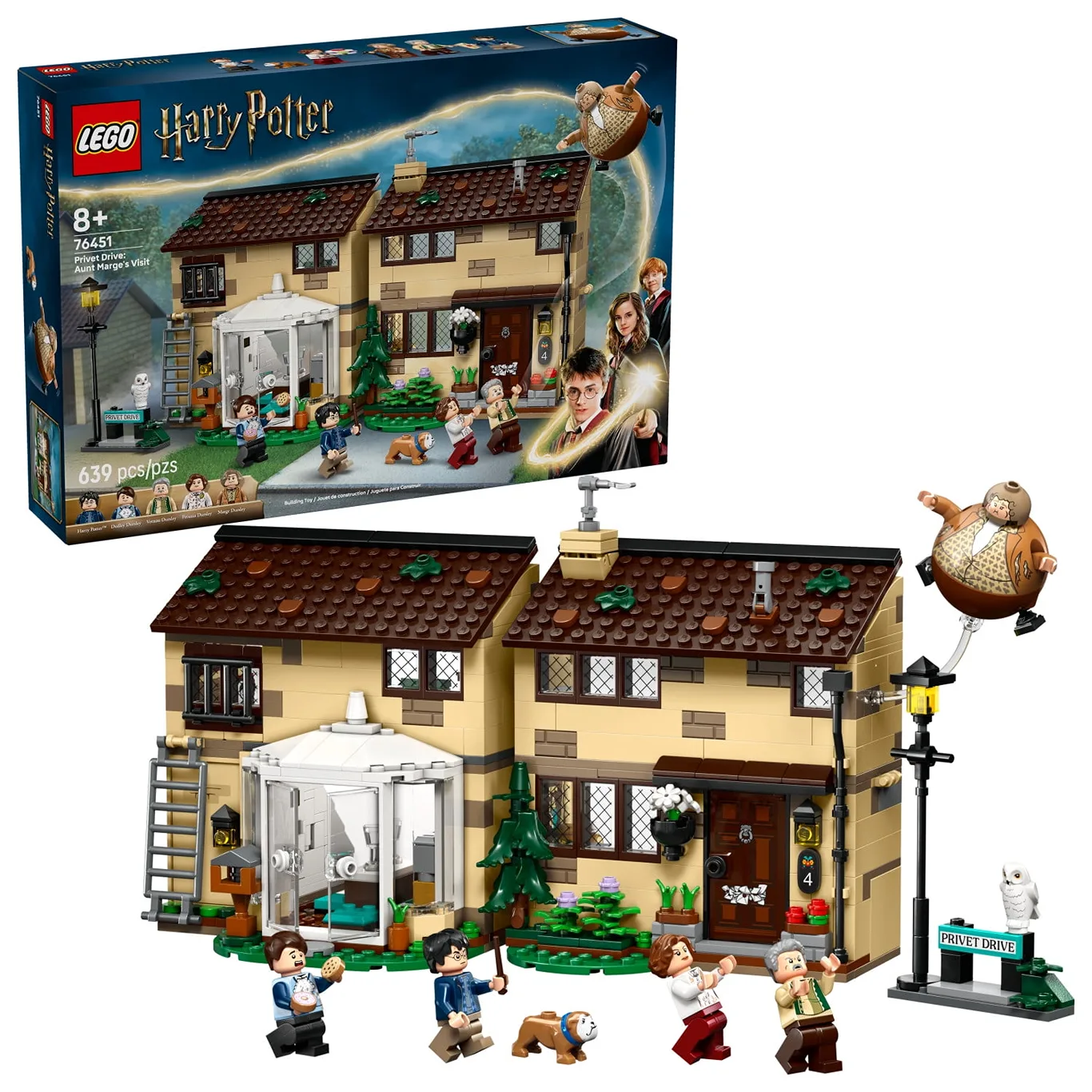 LEGO Harry Potter Privet Drive: Aunt Marges Visit Kids Toy | Buildable Book Nook & Room Decor for Boys & Girls | Ages 8+ | Collectible Harry Potter Minifigure | Birthday Gift Idea | 76451