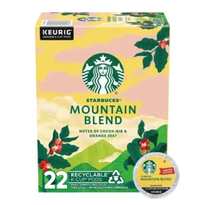 Starbucks Mountain Blend | Medium Light Roast Keurig K-Cup Coffee Pods | 100% Arabica | 22 ct