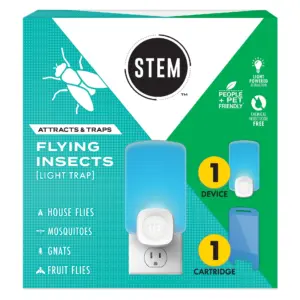 STEM Light Trap | Attracts & Traps Flying Insects | Emits Soft Blue Light | [Includes Starter Kit with 1 Light Trap & 1 Cartridge]