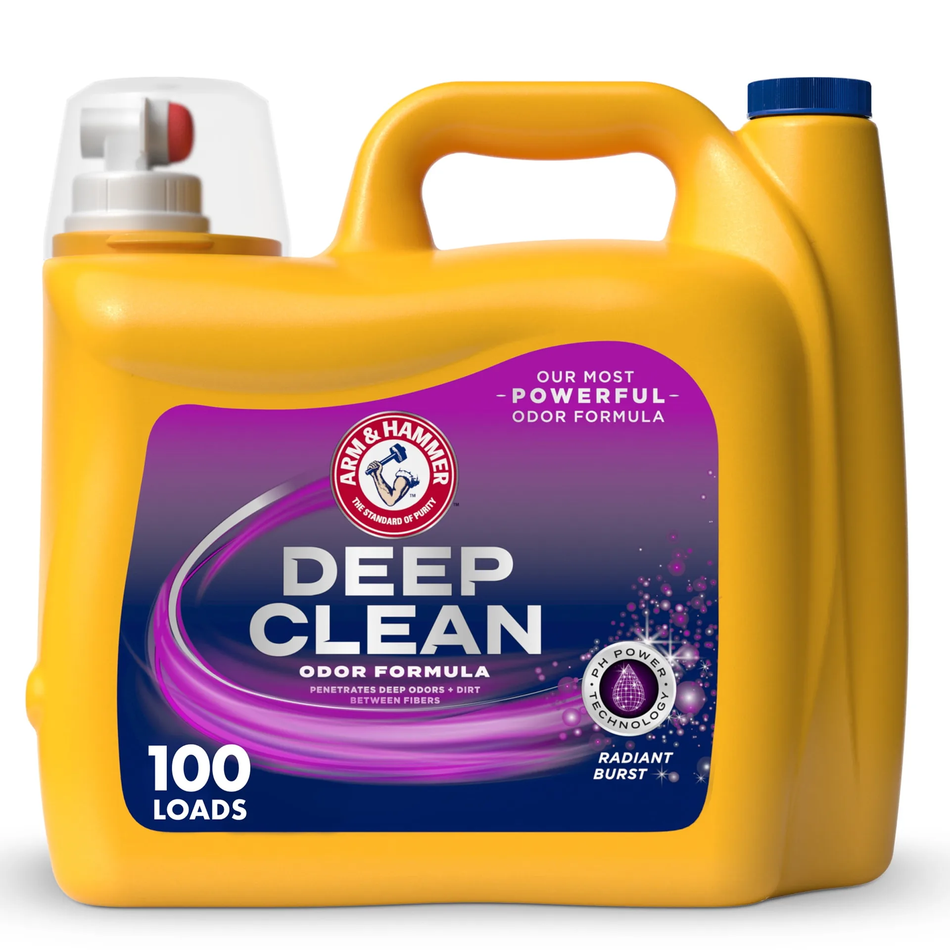 ARM and HAMMER Deep Clean Odor Formula Detergent | Radiant Burst Scent | 150 Fl Ounce | 100 Loads | 1 | 150oz