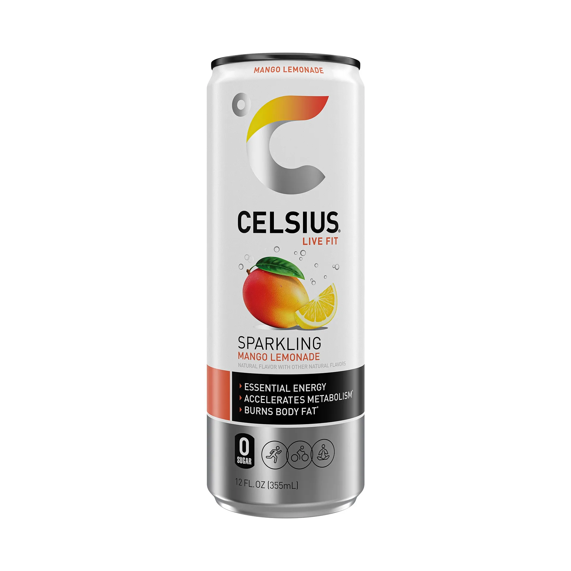 CELSIUS Sparkling Mango Lemonade | Functional Energy Drink 12 fl Ounce Single Can