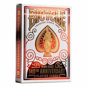 Bicycle 140th Year Anniversary Playing Cards | Red & Gold Foil | Historic 1885 Design | Special Edition | 1 Deck