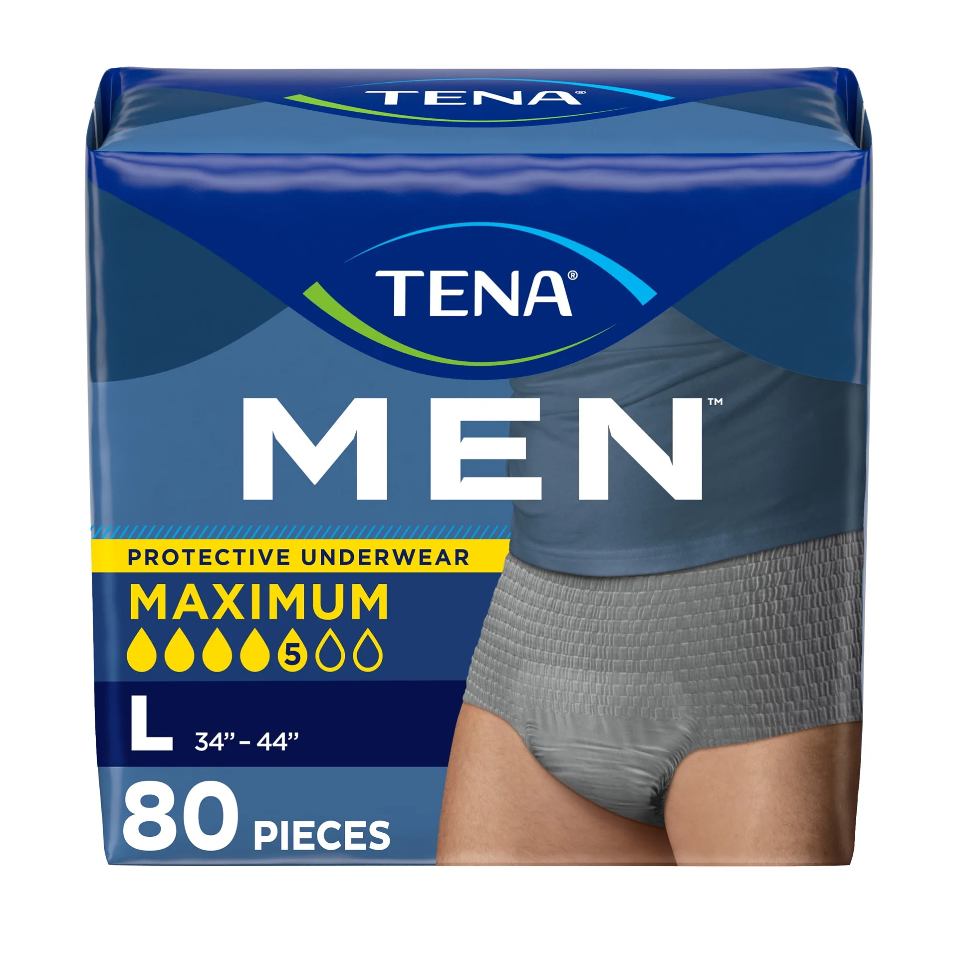 TENA Protective Adult Incontinence Underwear for Men | Maximum | Large | 80 count (New Sizing) | L
