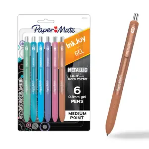 Paper Mate InkJoy Gel Metallic Pens | Medium Point (0.8mm) | Assorted | 6 Count