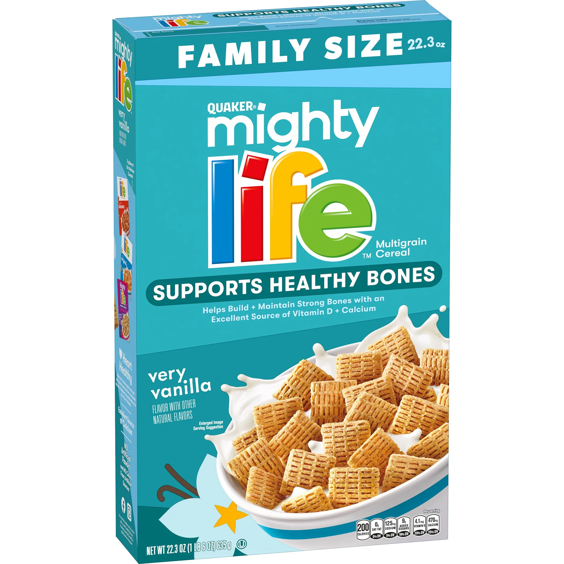 Mighty Life Cereal Vanilla | Supports Healthy Bones | Family Size 22.3 Ounce | Single