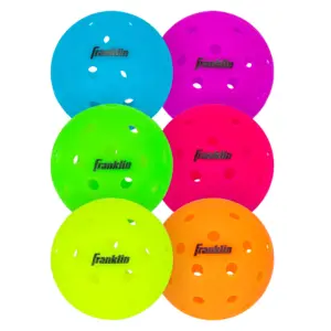 Franklin Sports Neon X-40 Outdoor Pickleballs | USA Pickleball (USAPA) Official Pickleball Balls | Regulation Size Outdoor Court Pickleballs | Official Pickleball of US Open | Vellum Neon | 6 Pack | Multi