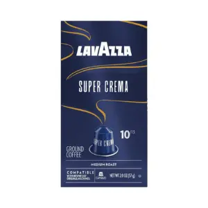 Lavazza Super Crema Aluminum Capsules Compatible with Nespresso* Original Machines | Medium Roast | Arabica & Robusta Blend (10 Capsules)