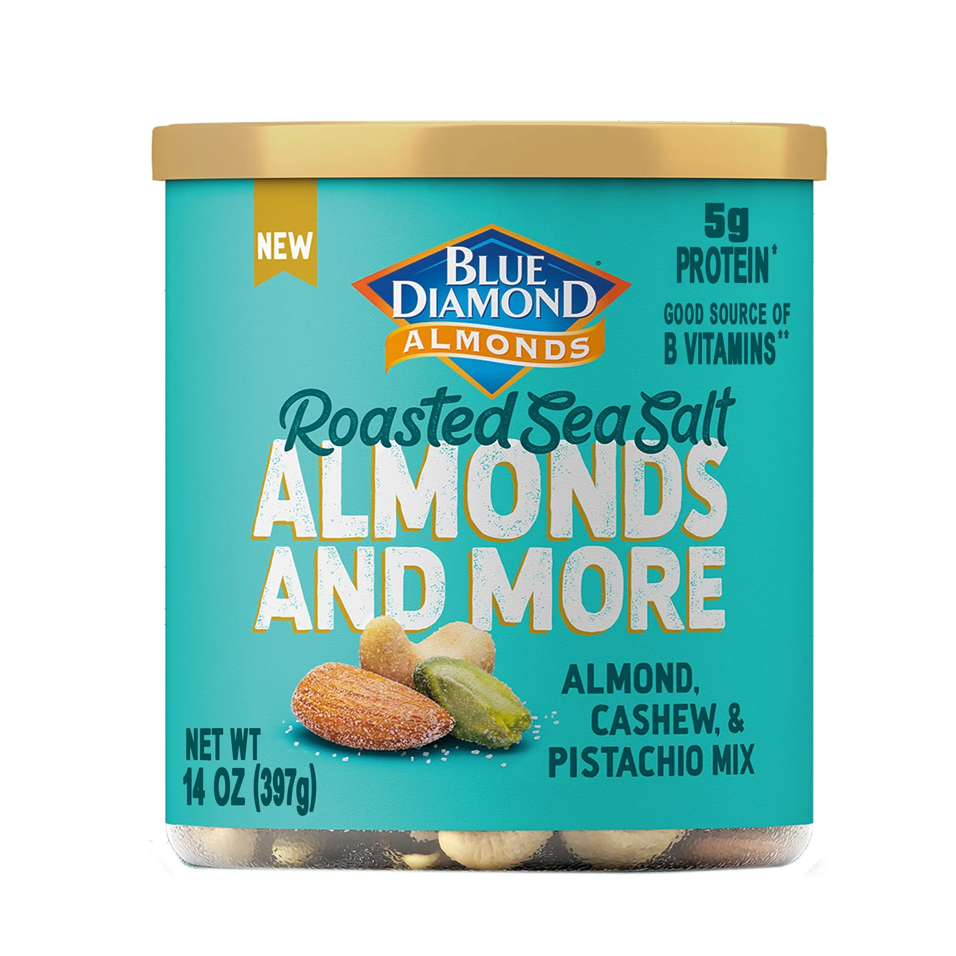 Blue Diamond Almonds & More | Roasted Sea Salt Mixed Nuts with Almonds | Cashews & Pistachios for Snacking | 14 Ounce