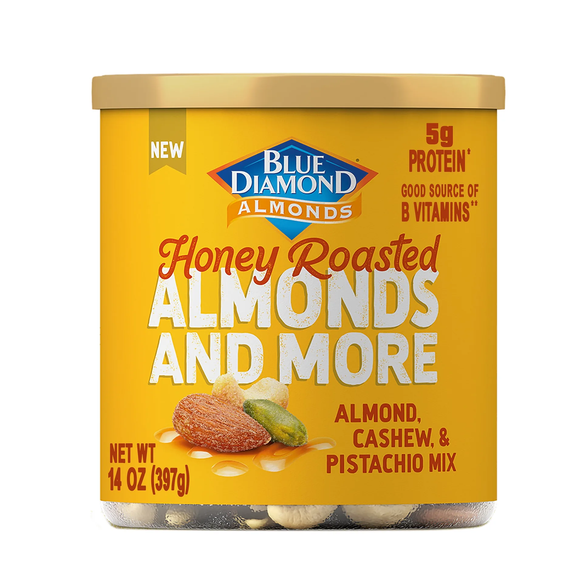 Blue Diamond Almonds & More | Honey Roasted Flavored Almonds | Cashews & Pistachios Perfect Mixed Nuts for Snacking | 14 Ounce