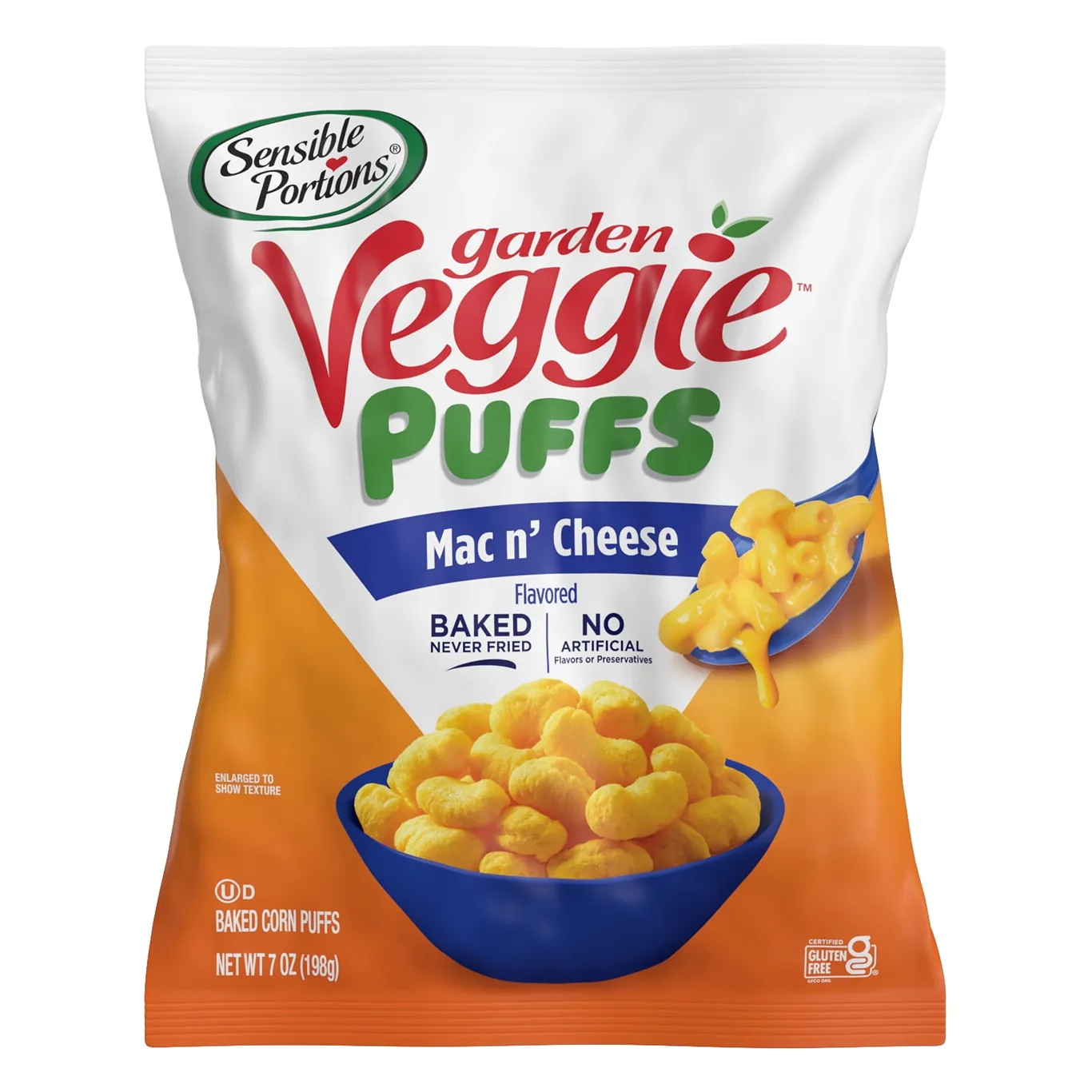 Sensible Portions Garden Veggie Snacks Mac and Cheese Puffs | 7 Ounce | Single | 1