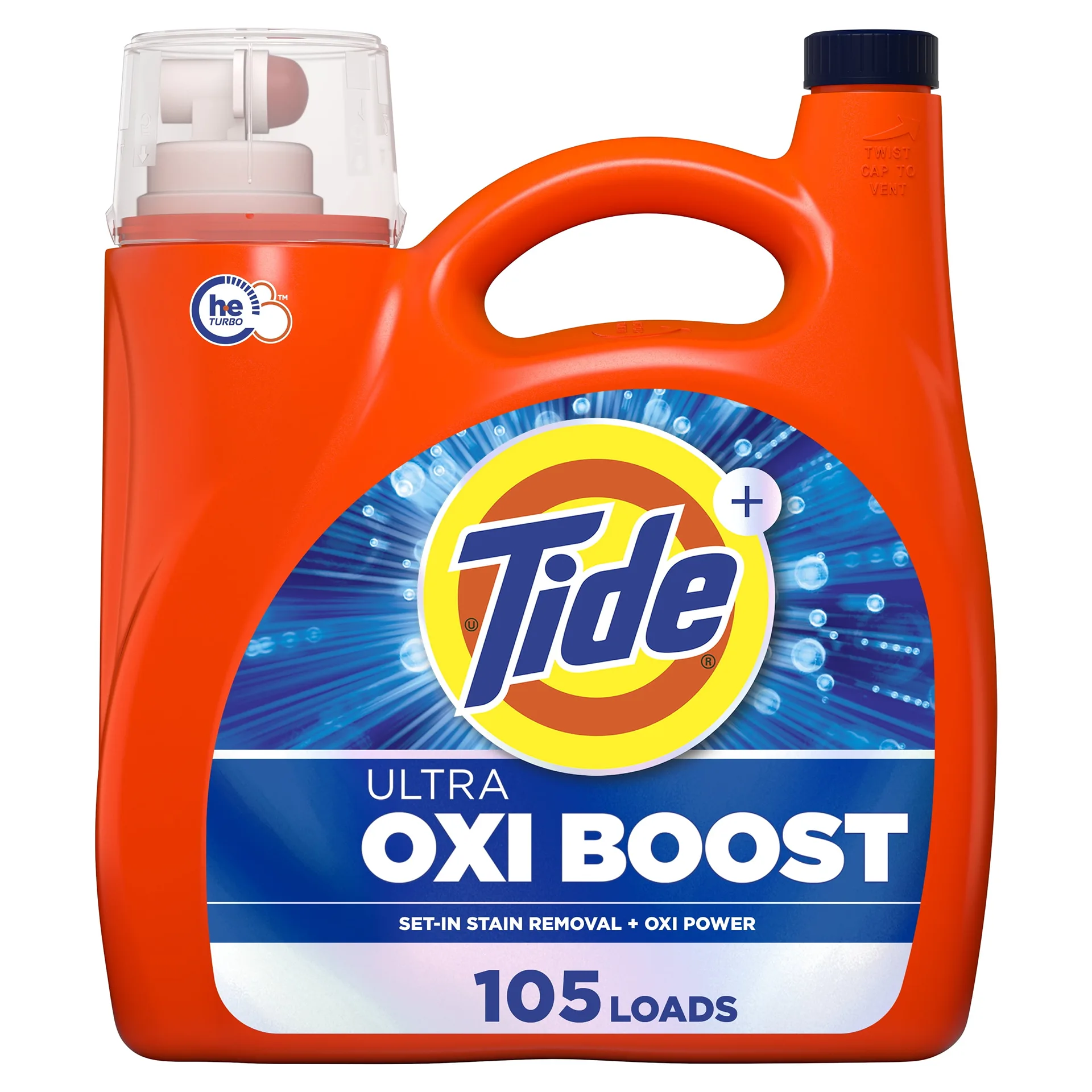 Tide Ultra Oxi Boost Liquid Laundry Detergent | Advanced Stain Remover | 148 fl Ounce | 105 Loads