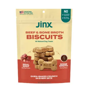 Jinx Beef Bone Broth Biscuits | Crunchy Dry Dog Treats | 16 Ounce Bag