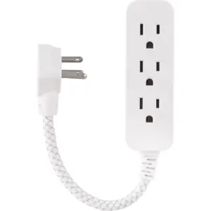 Philips 6in 3-Outlet Extension Cord with Surge Protection | Braided Cord | 15A | Gray & White | SPP8272WC/37
