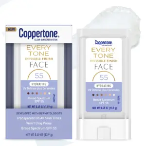 Coppertone Every Tone Invisible Finish Hydrating Face Sunscreen Stick | SPF 55 | 0.49 Ounce Stick | 1 | 1 Each