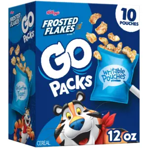 Kellogg's Frosted Flakes Go Packs Cereal | Kids Snacks | Lunch Snacks | Original | 12oz Box (10 Pouches)
