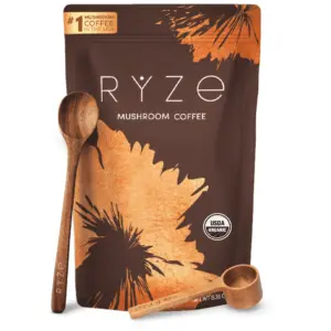 RYZE Mushroom Coffee USDA Organic with 6 Adaptogenic Mushrooms & MCT Oil | Instant Coffee for Better Energy | Focus | Digestion | Immunity | 30 Serving