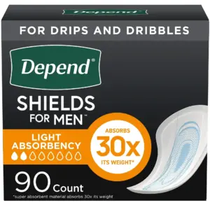 Depend Shields Incontinence Pads for Men | Light Absorbency | 90 Count