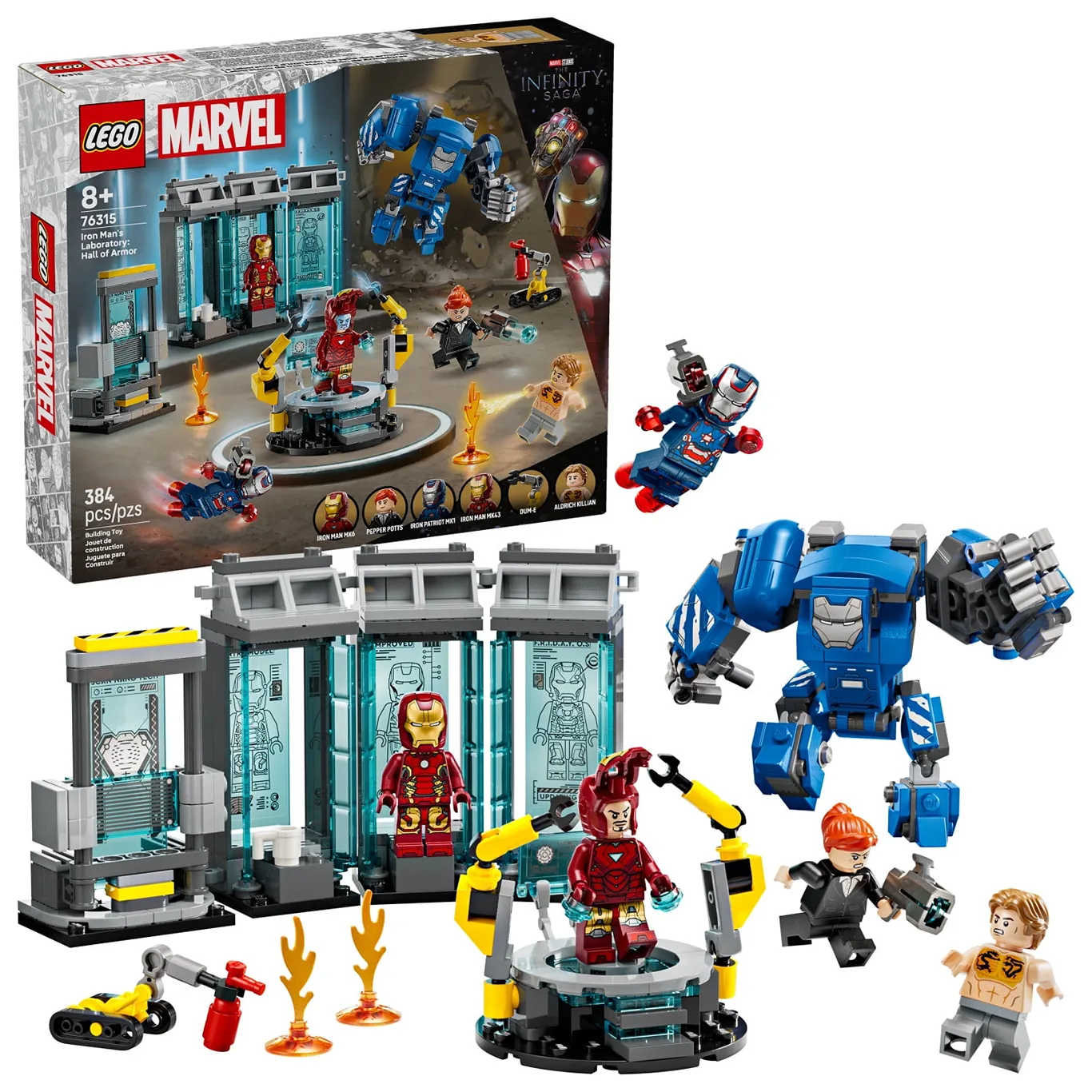 LEGO Marvel Iron Mans Laboratory: Hall of Armor Building Toy | Marvel Superhero Toy for Kids | Boys & Girls | Ages 8+ | with Minifigures & a Mech | Gift Idea for Birthdays | 76315