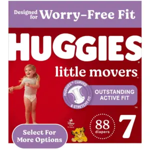Huggies Little Movers Baby Diapers | Size 7 (41+ lbs) | 88 Ct (Select for More)