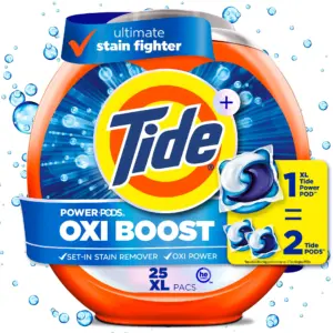 Tide Oxi Boost Power PODS with Stain Remover & Oxi Power Laundry Detergent Pacs | 25 Count | 25 ct