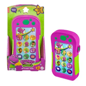 Fisher-Price Barneys World Hey Barney Phone Musical Toddler Toy with Lights for Kids | Multilanguage Version