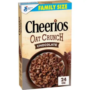 Cheerios Oat Crunch Chocolate Breakfast Cereal | Made with Whole Grain | Family Size | 24 Ounce
