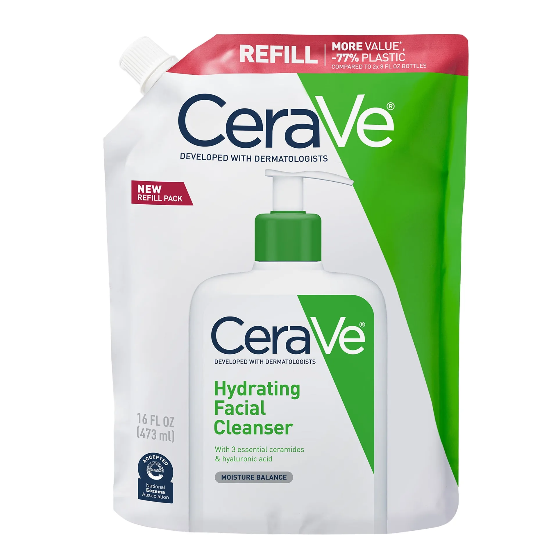 CeraVe Hydrating Facial Cleanser for Normal to Dry Skin | Refill 16 fl Ounce