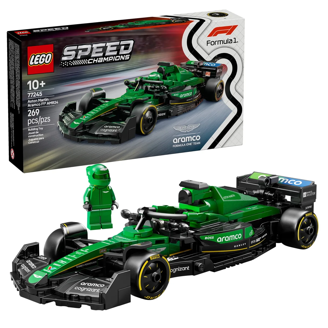 LEGO Speed Champions Aston Martin Aramco F1 AMR24 Race Car Toys | Building Set For Kids | Boys and Girls | Ages 10+ | Toy Cars for F1 Fans | Gift Ideas for Birthdays | 77245