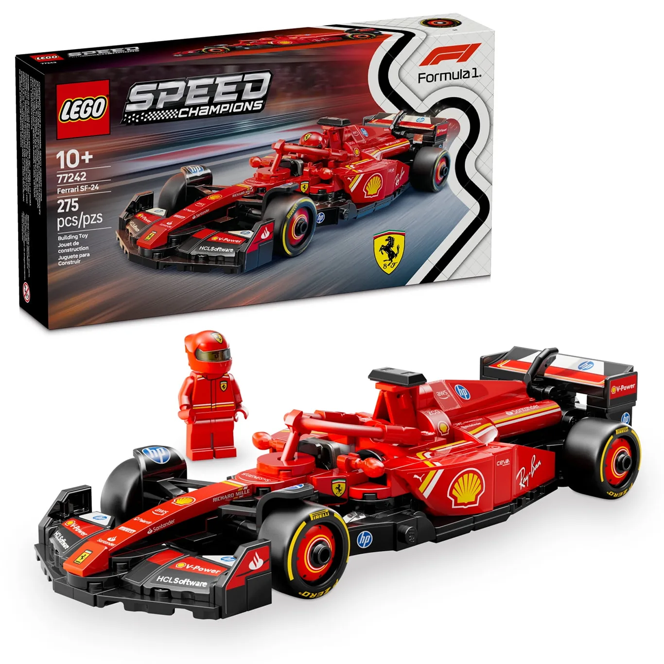LEGO Speed Champions Ferrari SF-24 F1 Race Car Toy | Building Set for Kids | Boys and Girls | Ages 10+ | Ferrari F1 Model Car Kit for Display or Play | Gift for Graduation | 77242