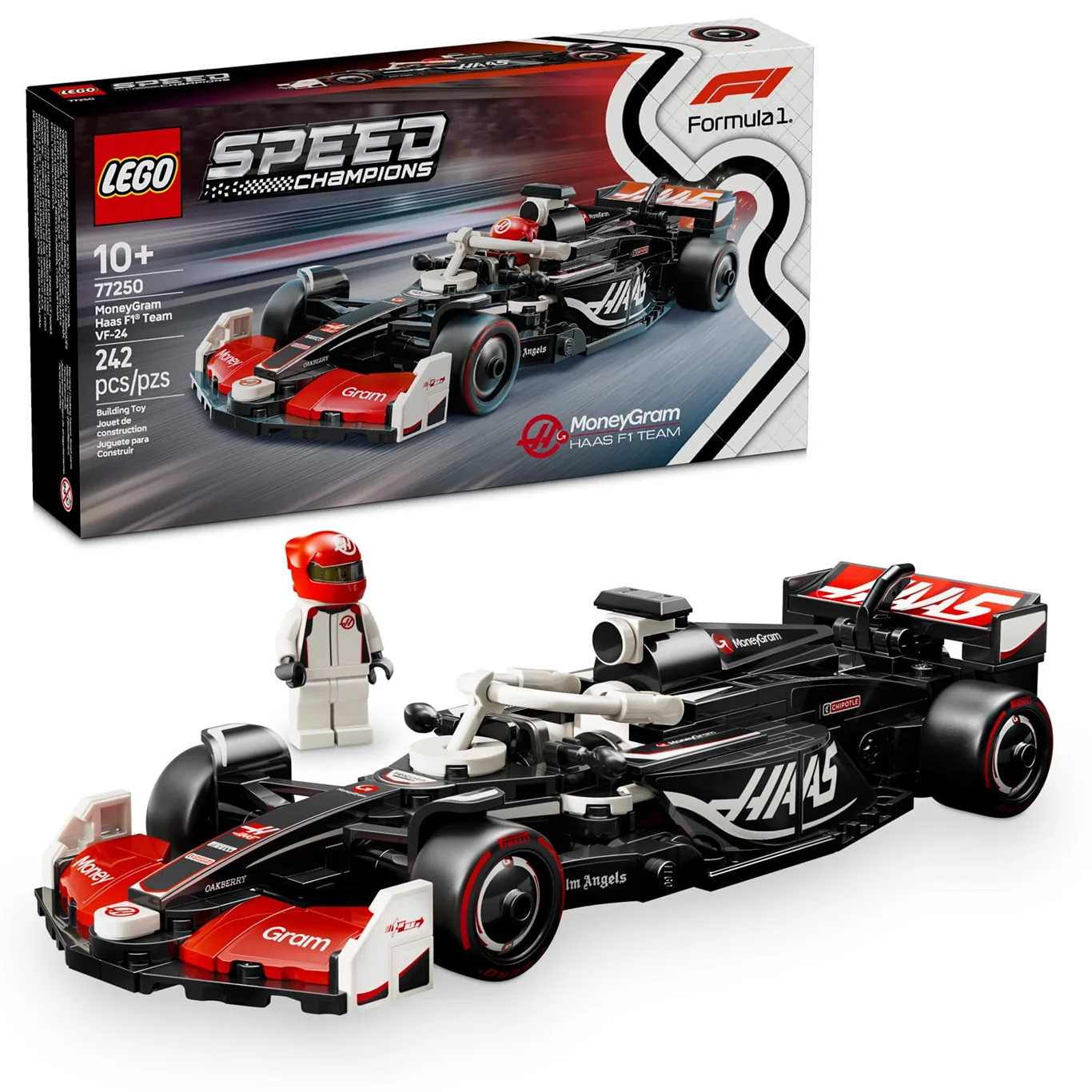 LEGO Speed Champions MoneyGram Haas F1 Team VF-24 Race Car Toys | Building Set For Kids | Boys and Girls | Ages 10+ | Toy Cars for F1 Fans | Gift Ideas for Birthdays | 77250