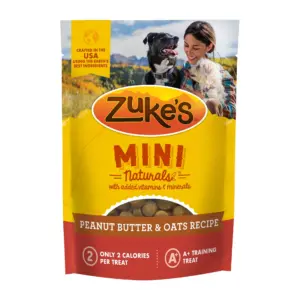 Zuke's Mini Naturals Soft Dog Training Treats | Peanut Butter Recipe Tender Chews | 6 Ounce Pouch | 1