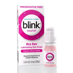Blink Nourish Eye Drops for Dry Eyes | Preservative Free Lubricating Eye Drops with Hyaluronan | B12 | and Vitamin C | 10 Milliliters