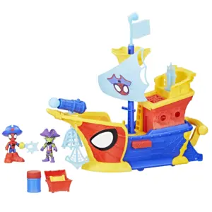 Marvel Spidey and his Amazing Friends Water-Webs Webs Ahoy Bubble Pirate Ship Toy | 3-Inch (7.6) Action Figures and Boat Playset | Super Hero Toys | 3+