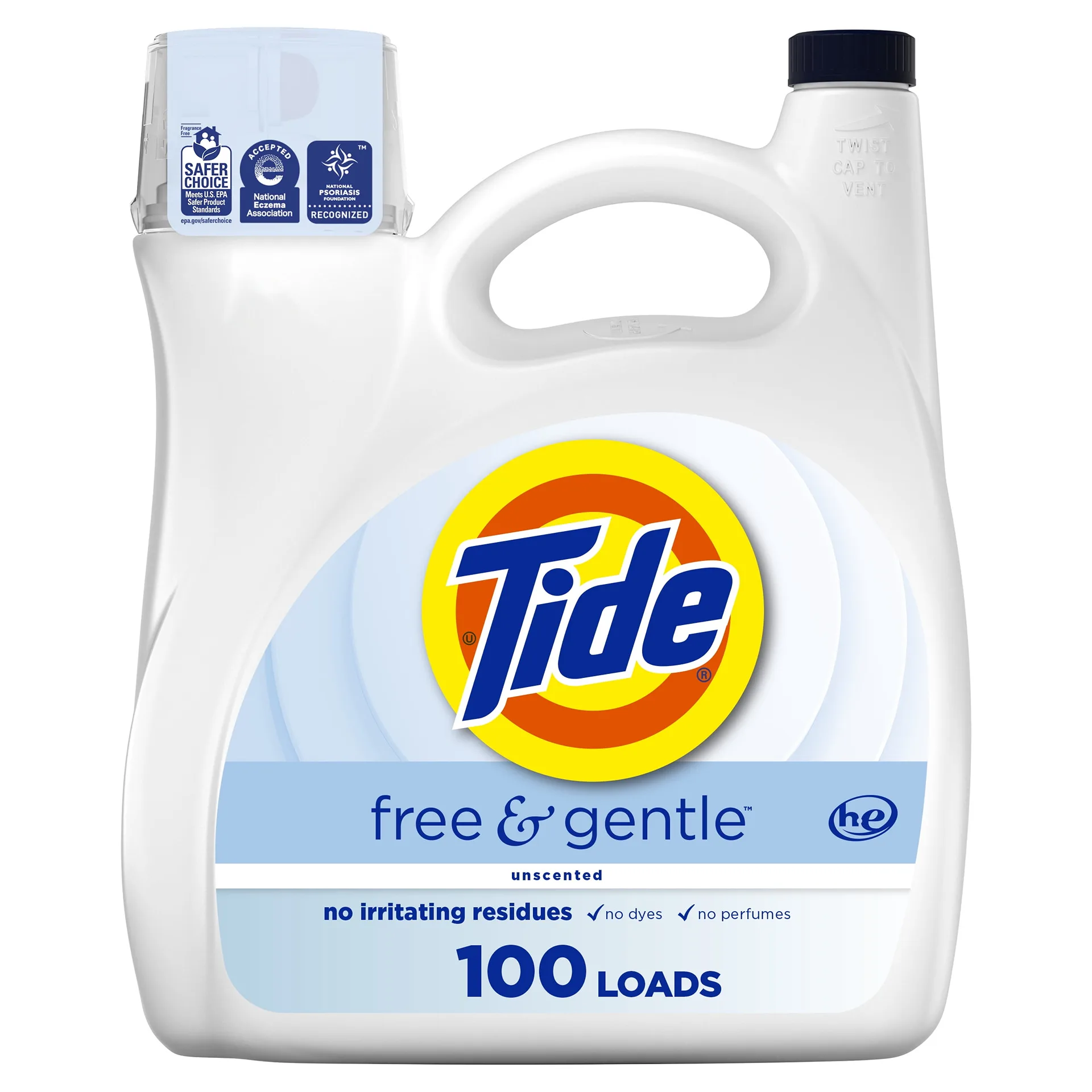 Tide Free and Gentle Laundry Detergent Liquid | 132 fl Ounce | 100 Loads