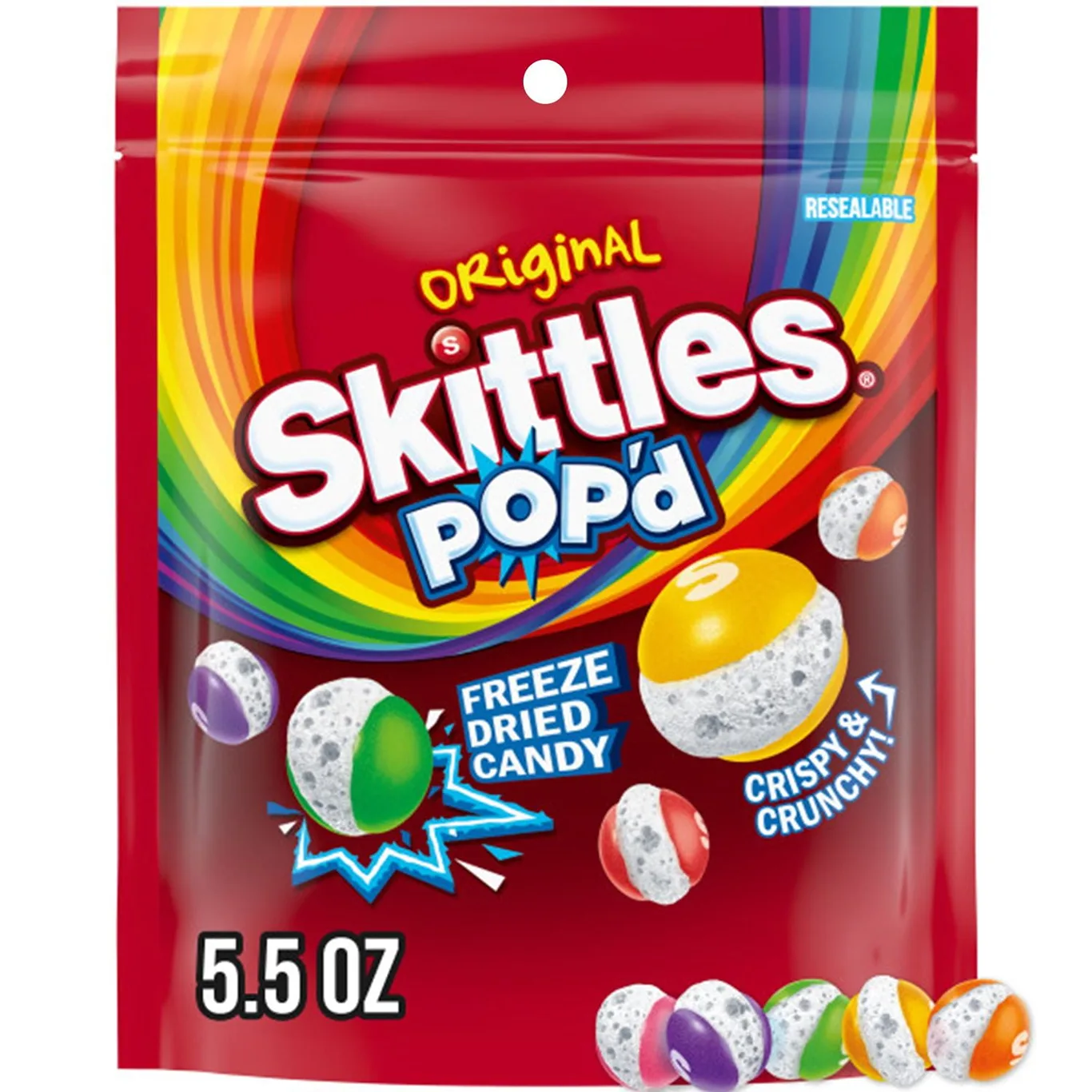 SKITTLES POP'D Originals Freeze Dried Candy | 5.5 Ounce Bag | Single