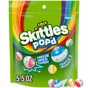 SKITTLES POP'D Sour Freeze Dried Candy | 5.5 Ounce Bag | Assorted Fruit | 1 | 5.5ONZ