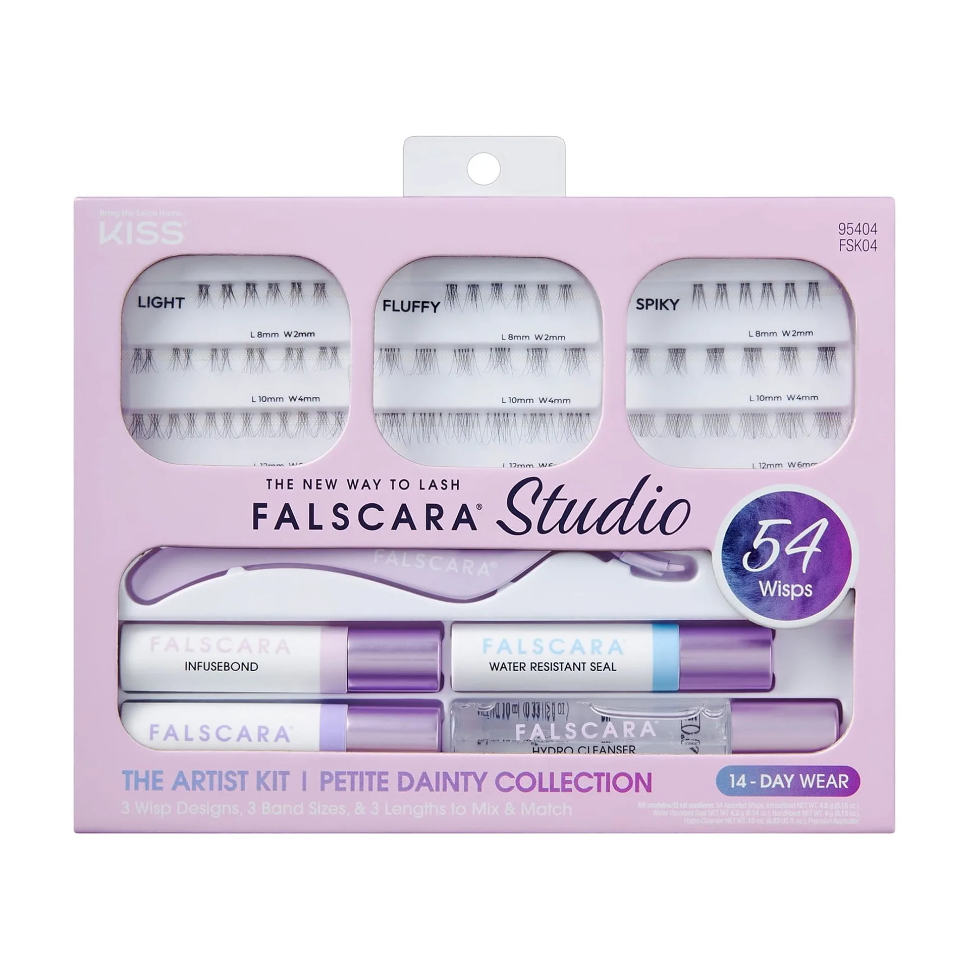 KISS Falscara Studio False Eyelashes with Accessories | Cluster Lashes | Delicate | Black | 8mm-12mm | 54 Pieces
